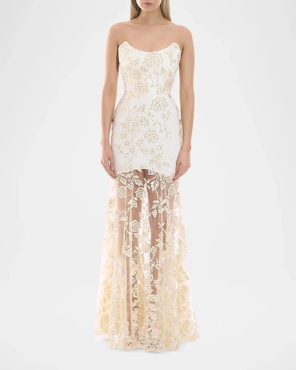 Zhivago The Voice Returns Embroidered Strapless Gown | Thumbnail 2 Zhivago The Voice Returns Embroidered Strapless Gown | Thumbnail 2