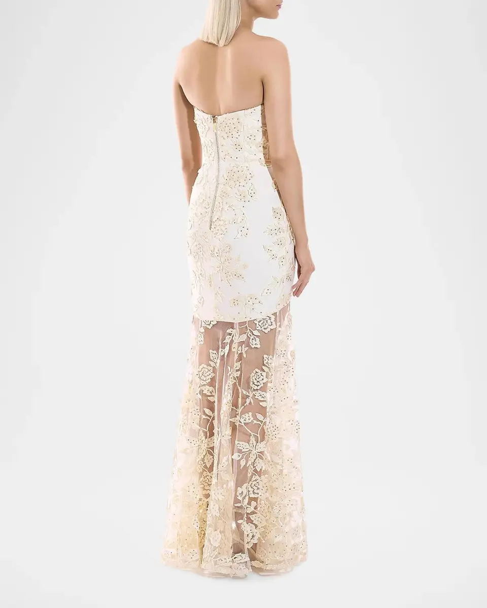 Zhivago The Voice Returns Embroidered Strapless Gown | Thumbnail 3 Zhivago The Voice Returns Embroidered Strapless Gown | Thumbnail 3