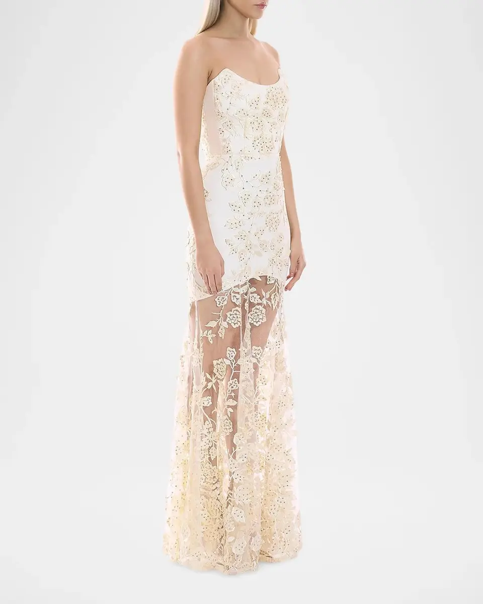 Zhivago The Voice Returns Embroidered Strapless Gown | Thumbnail 4 Zhivago The Voice Returns Embroidered Strapless Gown | Thumbnail 4