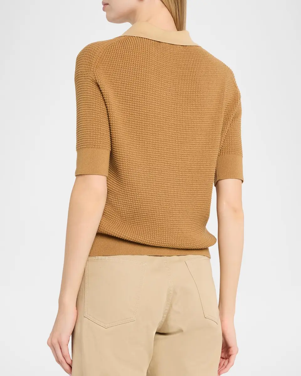 JW Anderson Short-Sleeve Textured Knit Polo Sweater | Thumbnail 3 JW Anderson Short-Sleeve Textured Knit Polo Sweater | Thumbnail 3