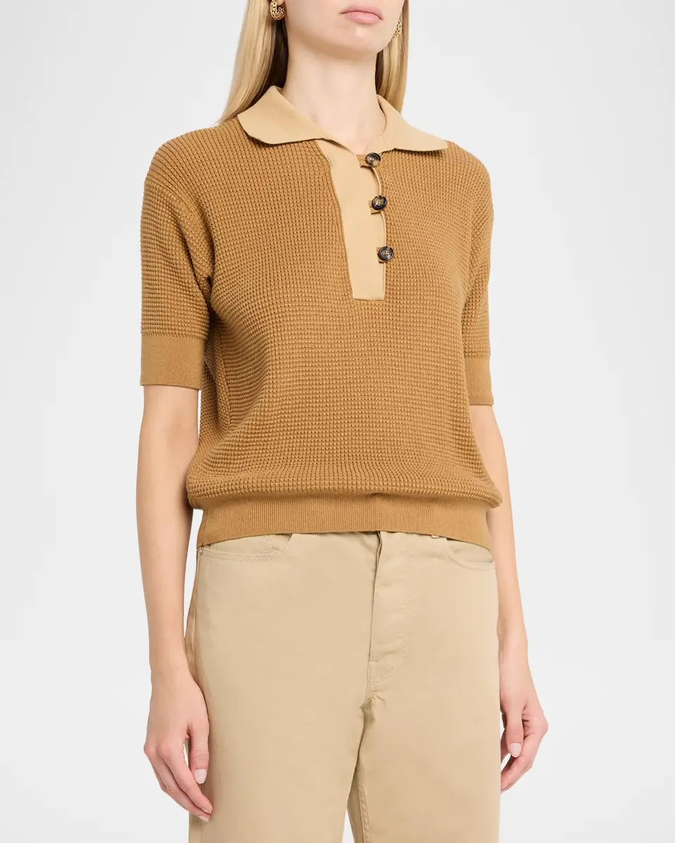 JW Anderson Short-Sleeve Textured Knit Polo Sweater | Thumbnail 4 JW Anderson Short-Sleeve Textured Knit Polo Sweater | Thumbnail 4
