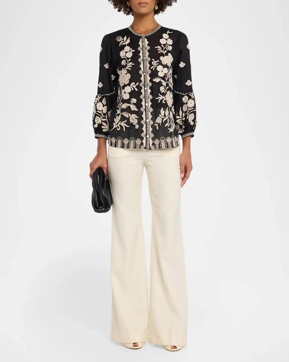 Johnny Was Scallop Embroidered Cotton Blouse | Thumbnail 2 Johnny Was Scallop Embroidered Cotton Blouse | Thumbnail 2