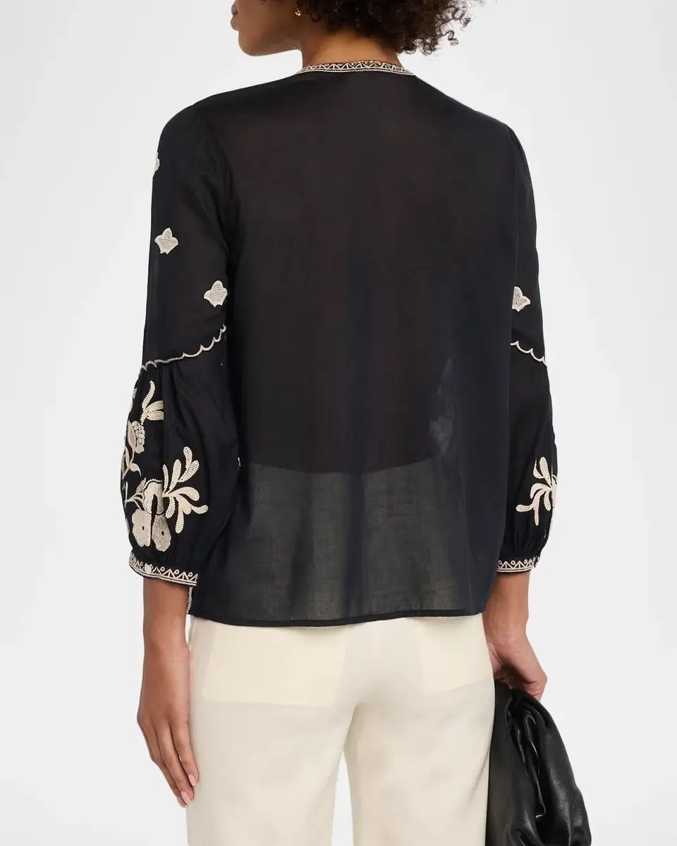Johnny Was Scallop Embroidered Cotton Blouse | Thumbnail 3 Johnny Was Scallop Embroidered Cotton Blouse | Thumbnail 3