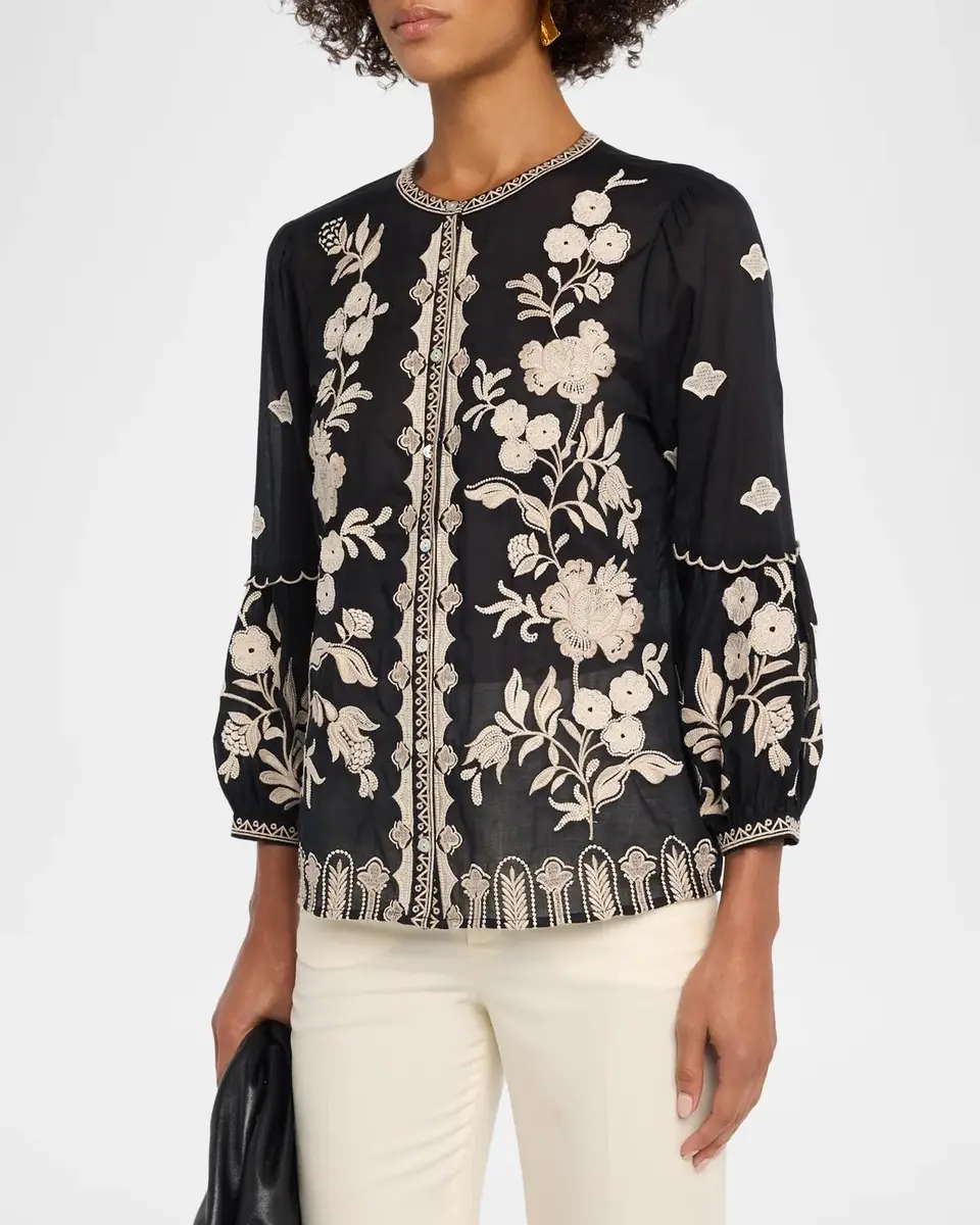 Johnny Was Scallop Embroidered Cotton Blouse | Thumbnail 4 Johnny Was Scallop Embroidered Cotton Blouse | Thumbnail 4