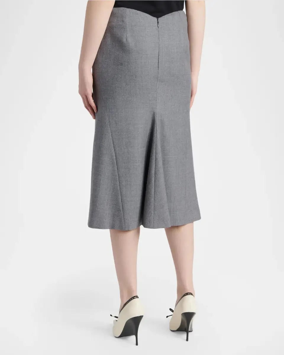 Alexander McQueen Godet-Pleat Wool Midi Skirt | Thumbnail 2 Alexander McQueen Godet-Pleat Wool Midi Skirt | Thumbnail 2