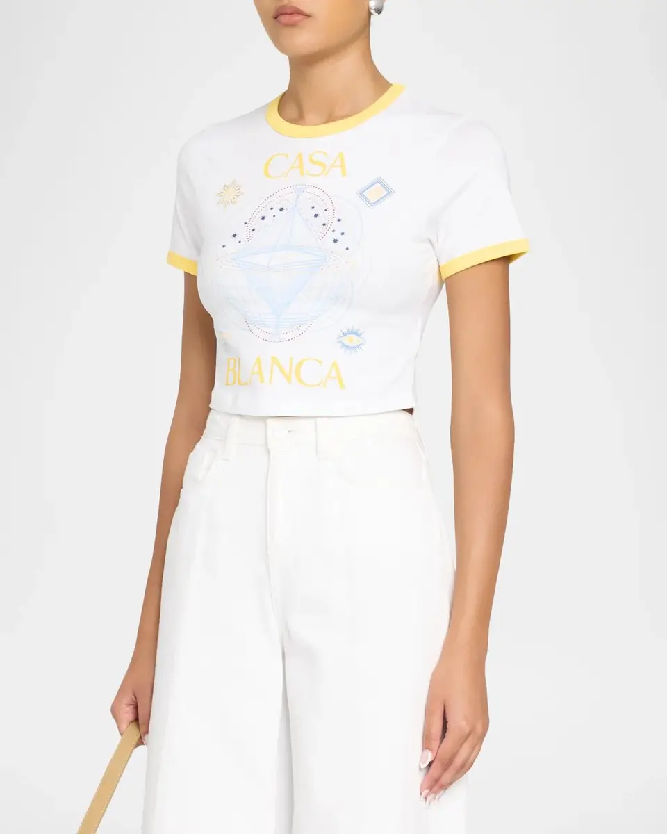 Casablanca Celestial Pyramid Short-Sleeve Crop Baby T-Shirt | Thumbnail 4 Casablanca Celestial Pyramid Short-Sleeve Crop Baby T-Shirt | Thumbnail 4