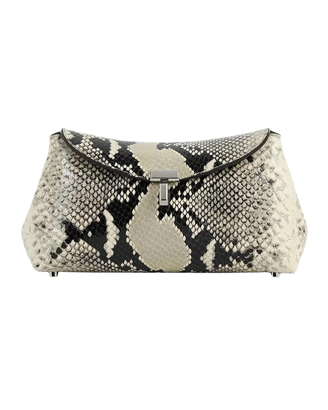 TOTEME T-Lock Mini Python-Print Leather Clutch Bag