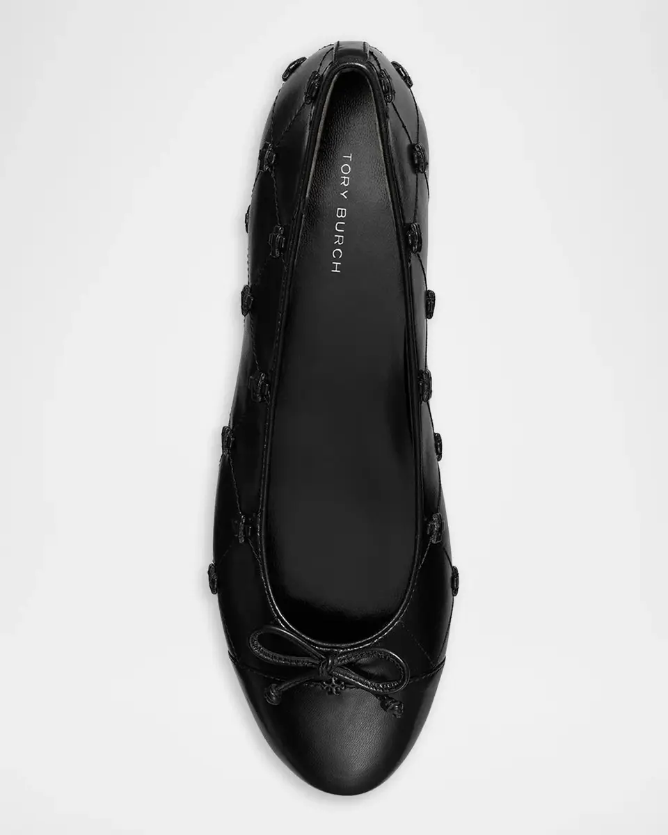Tory Burch Bunny Knot Leather Cap-Toe Ballerina Flats | Thumbnail 3 Tory Burch Bunny Knot Leather Cap-Toe Ballerina Flats | Thumbnail 3