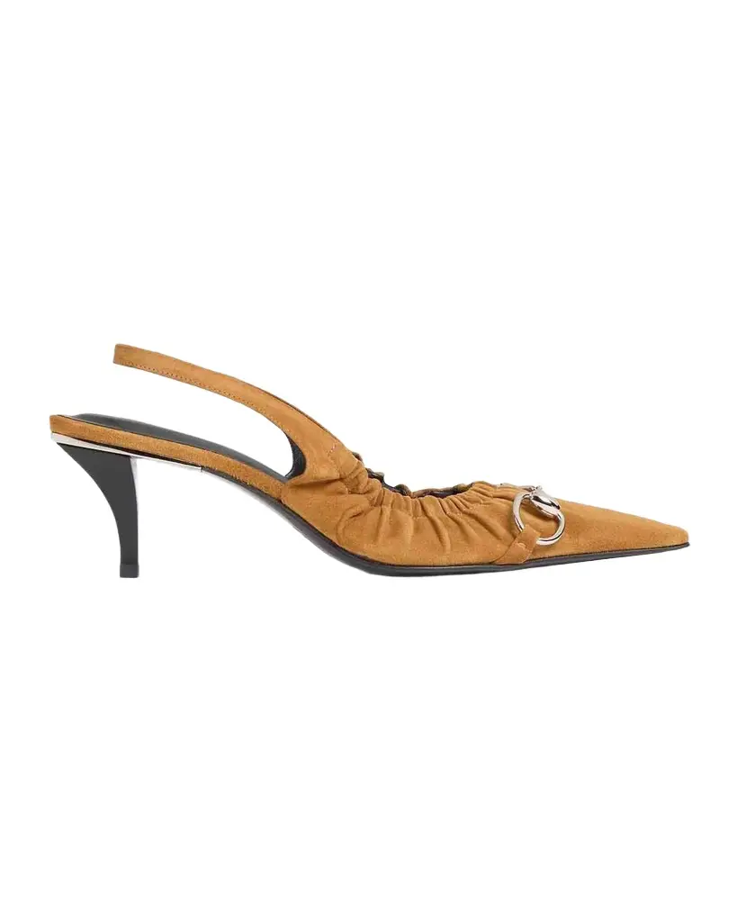 Gucci Vittoria 55MM Suede Slingback Kitten Heel Pumps