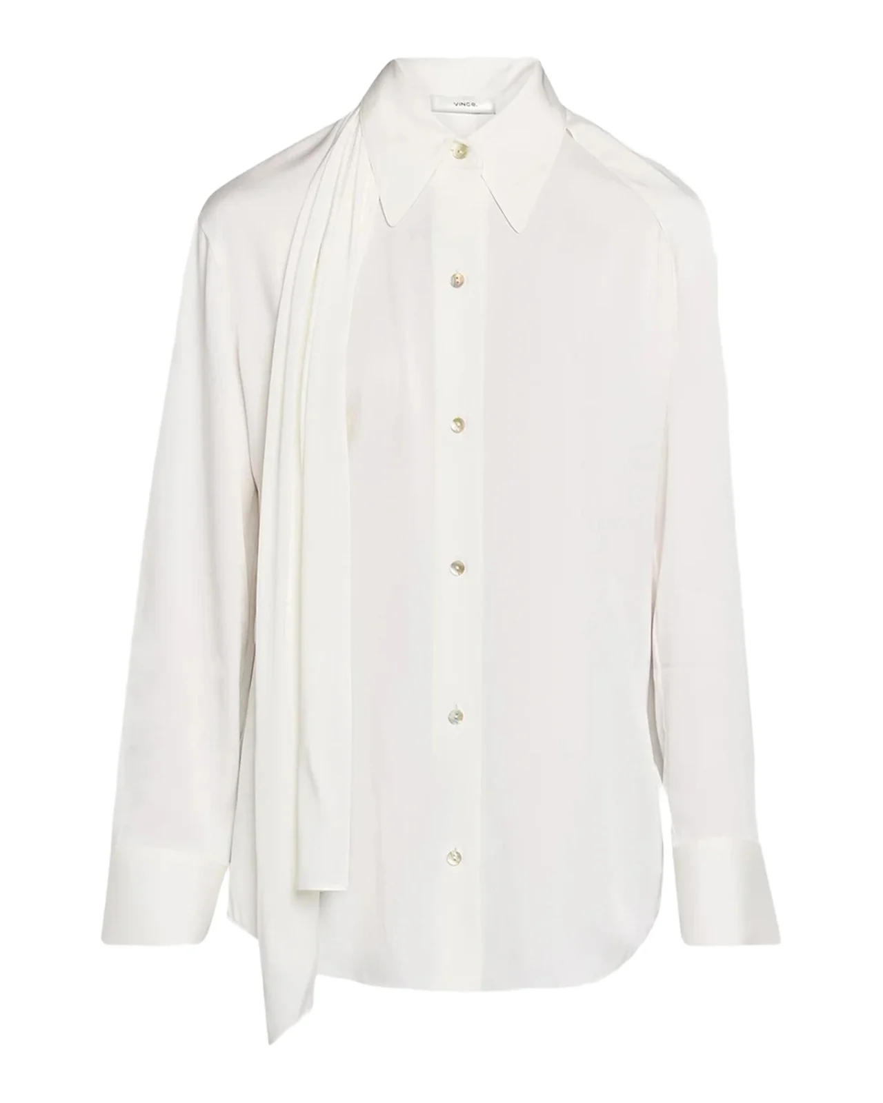 Draped Scarf Silk-Blend Shirt