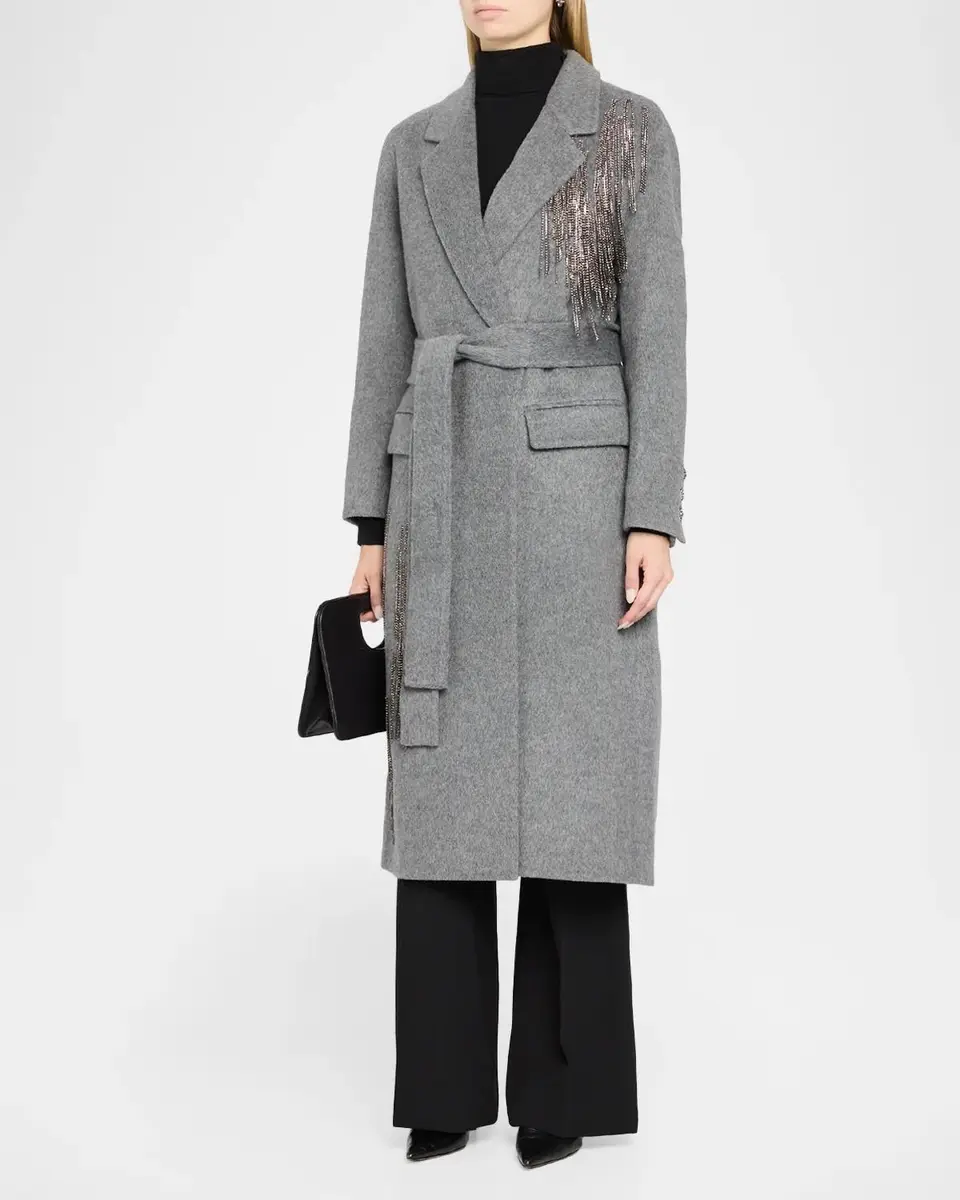 Kobi Halperin Sydni Rhinestone Fringe Wool-Silk Coat | Thumbnail 4 Kobi Halperin Sydni Rhinestone Fringe Wool-Silk Coat | Thumbnail 4