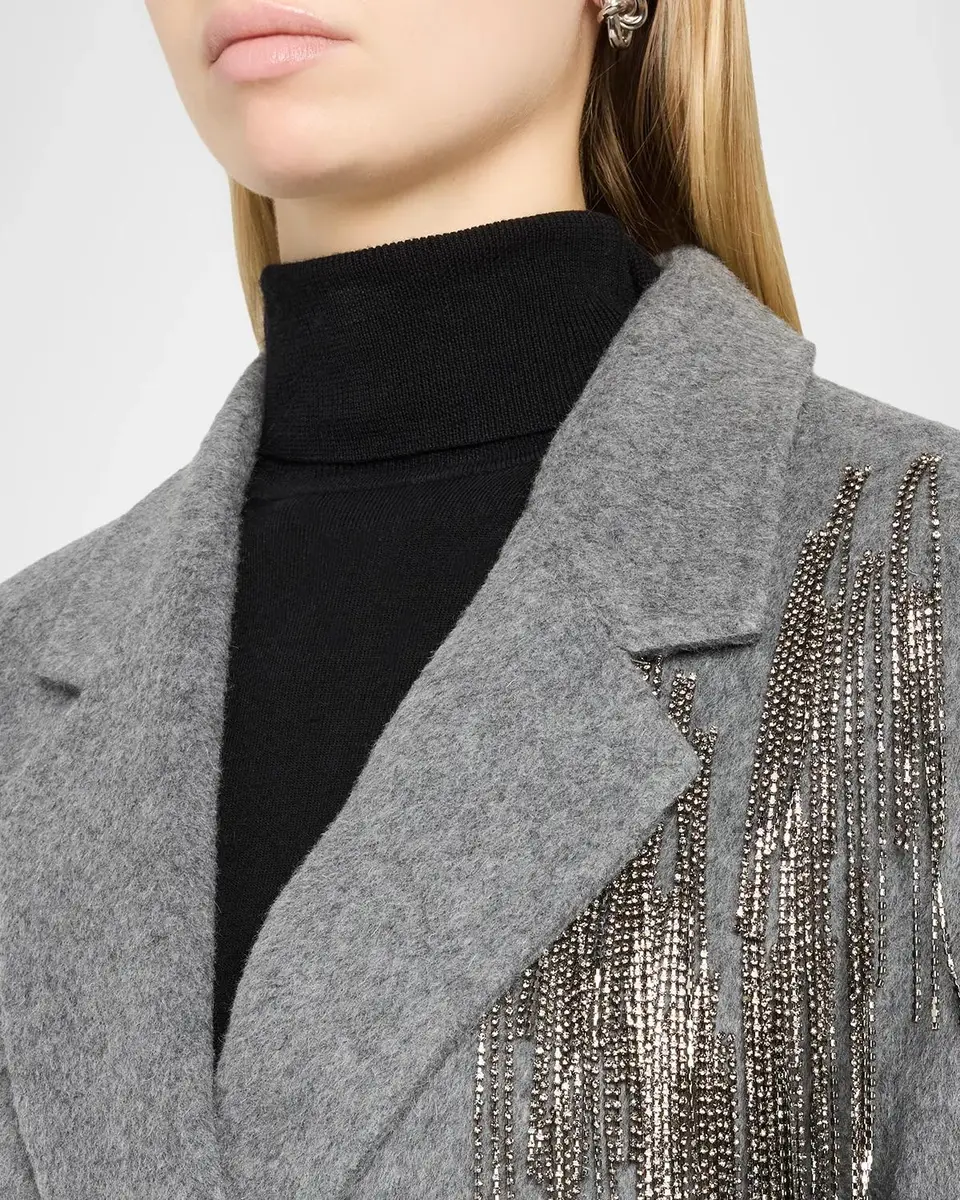 Kobi Halperin Sydni Rhinestone Fringe Wool-Silk Coat | Thumbnail 5 Kobi Halperin Sydni Rhinestone Fringe Wool-Silk Coat | Thumbnail 5