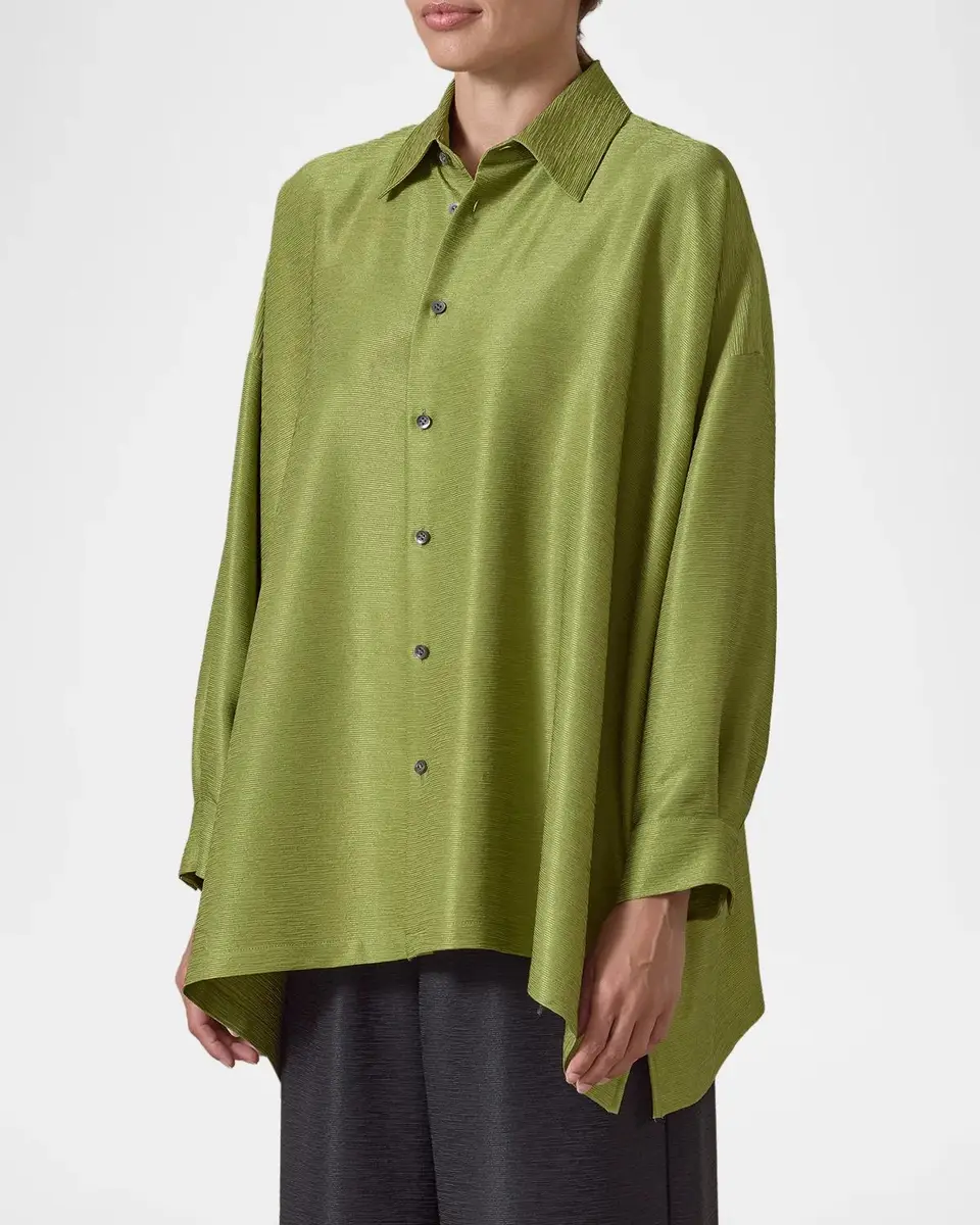 Eskandar Wide A-Line Shirt With collar - Long Length | Thumbnail 4 Eskandar Wide A-Line Shirt With collar - Long Length | Thumbnail 4