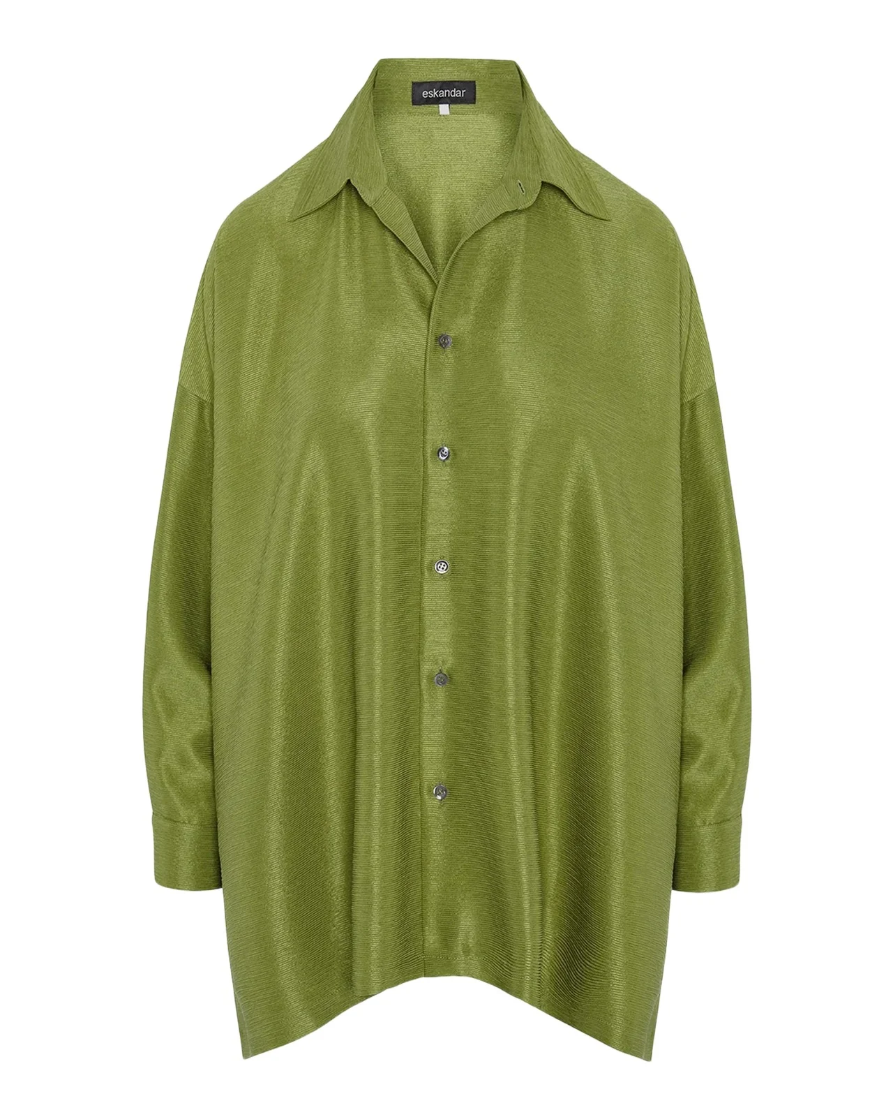 Eskandar Wide A-Line Shirt With collar - Long Length