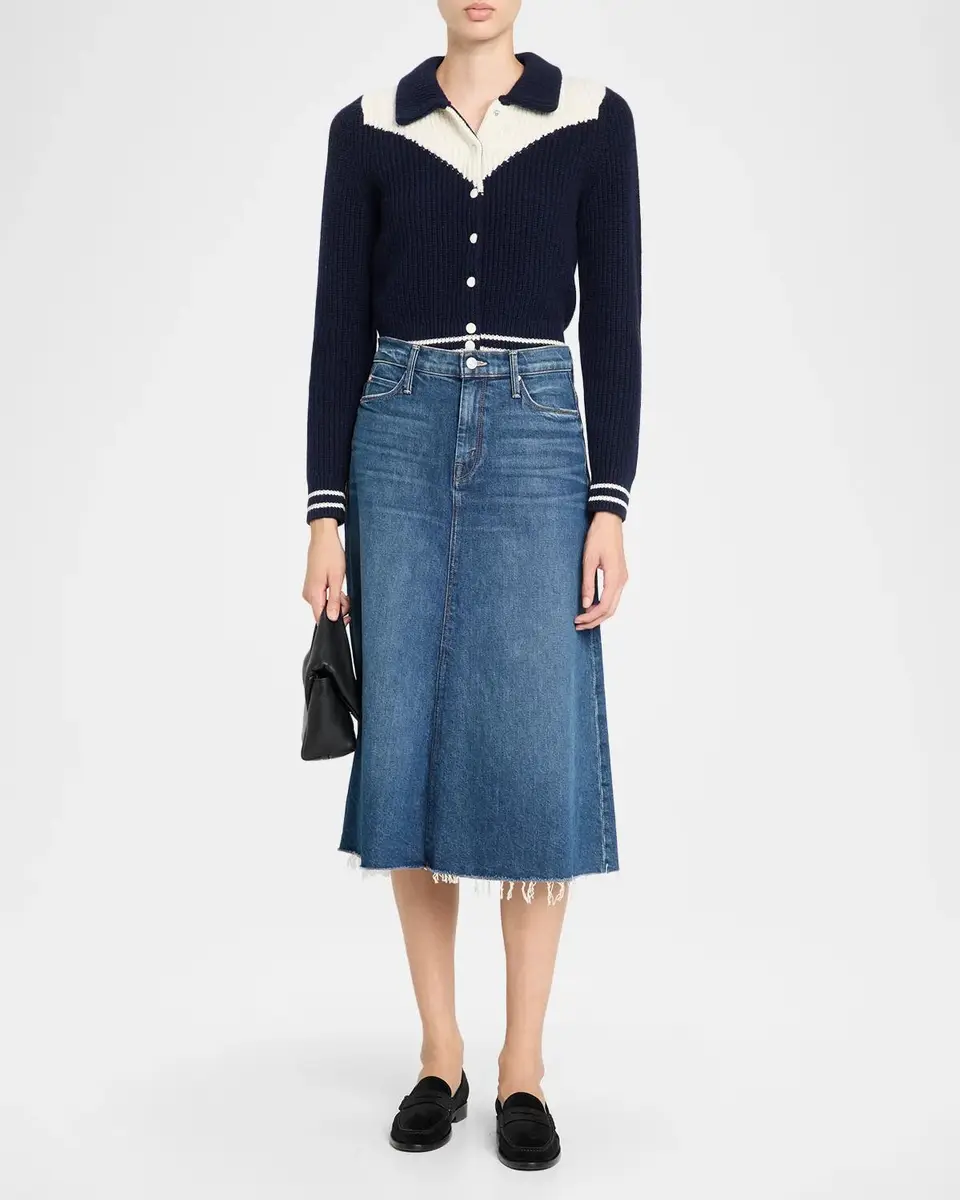Mother The Circle Frayed Denim Midi Skirt | Thumbnail 2 Mother The Circle Frayed Denim Midi Skirt | Thumbnail 2