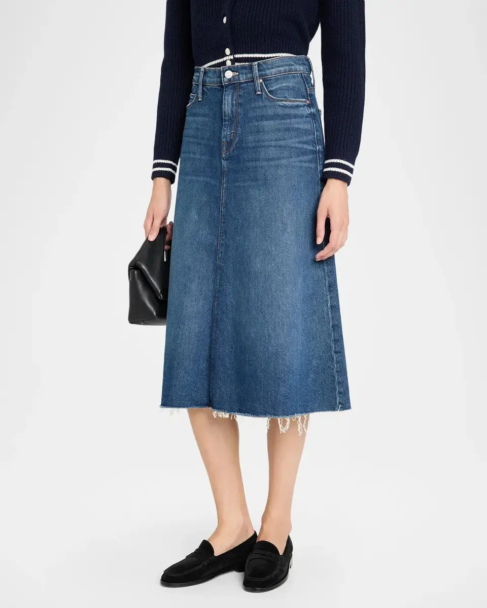 Mother The Circle Frayed Denim Midi Skirt | Thumbnail 4 Mother The Circle Frayed Denim Midi Skirt | Thumbnail 4