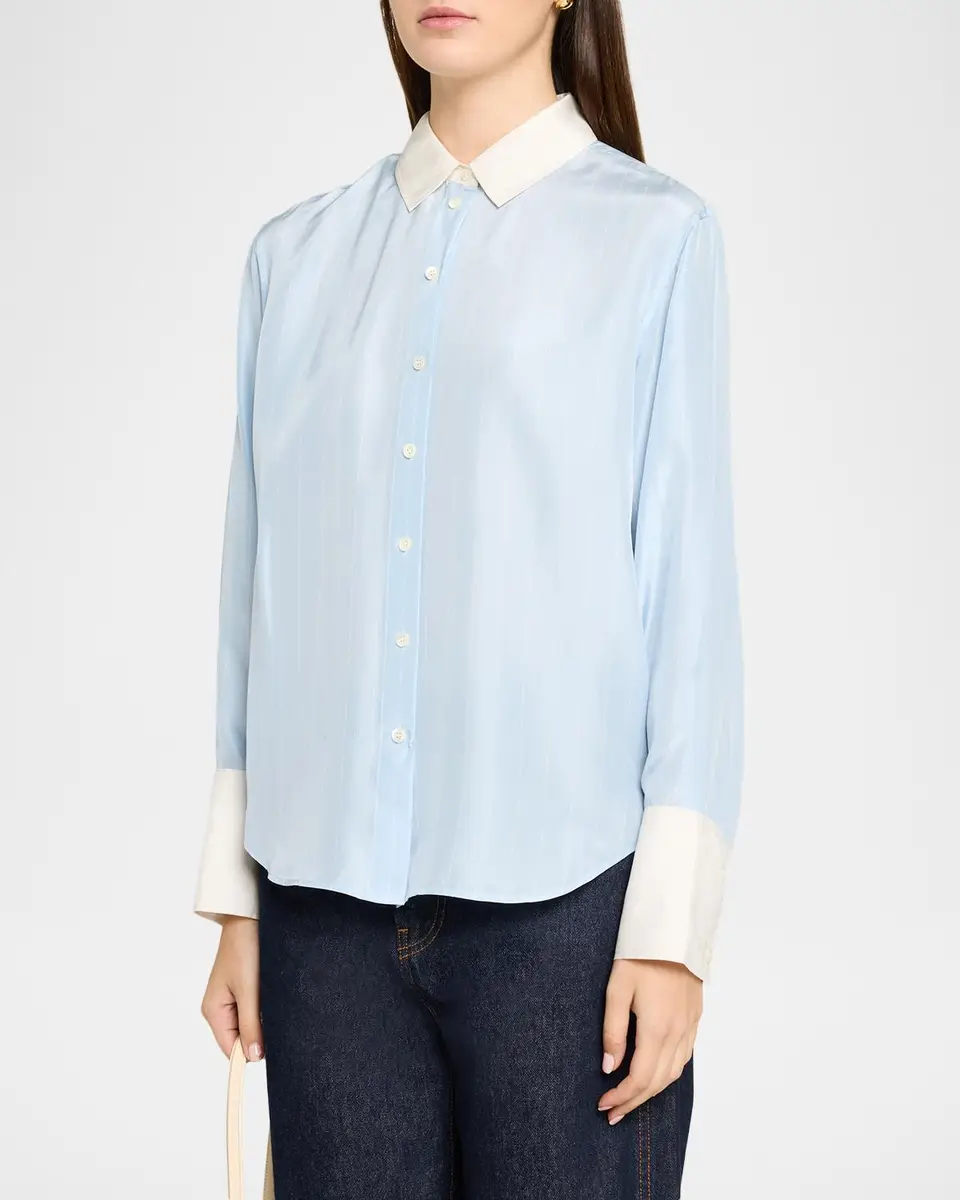 Frame The Standard Striped Silk Shirt | Thumbnail 4