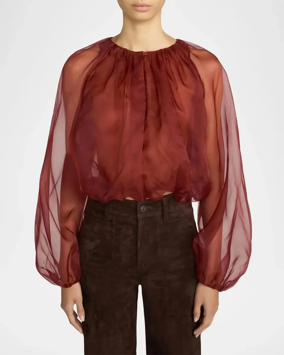 Frame The Sheer Balloon Blouse | Thumbnail 4 Frame The Sheer Balloon Blouse | Thumbnail 4