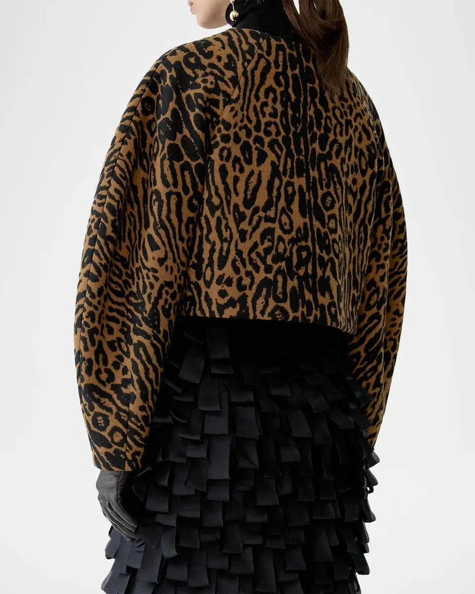 Carolina Herrera Wool Leopard Short Cocoon Jacket | Thumbnail 3