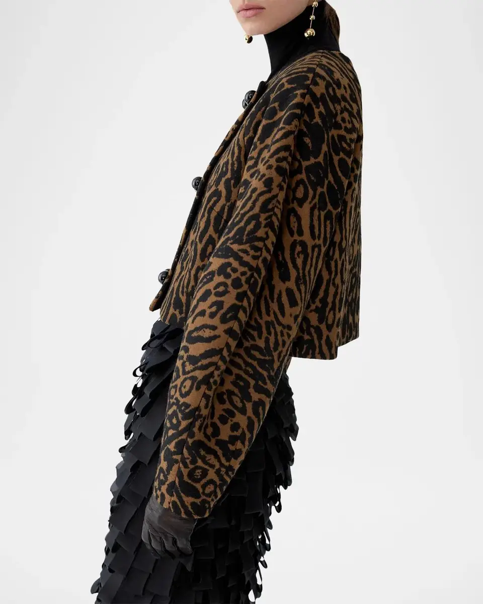 Carolina Herrera Wool Leopard Short Cocoon Jacket | Thumbnail 4