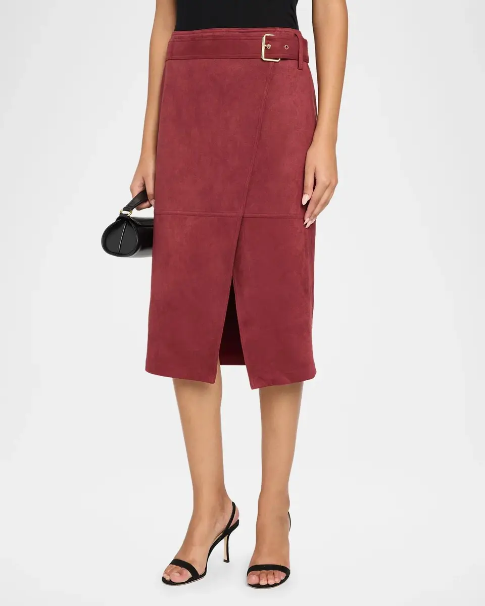 Elie Tahari The Danica Faux Suede Midi Skirt | Thumbnail 4 Elie Tahari The Danica Faux Suede Midi Skirt | Thumbnail 4