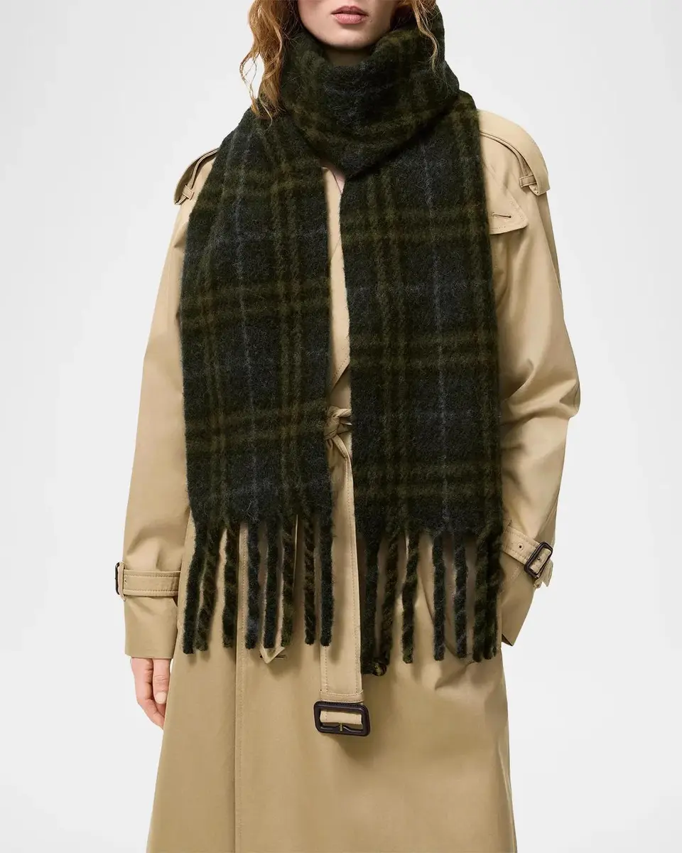 Burberry Narrow Check Alpaca Wool-Blend Scarf | Thumbnail 2 Burberry Narrow Check Alpaca Wool-Blend Scarf | Thumbnail 2