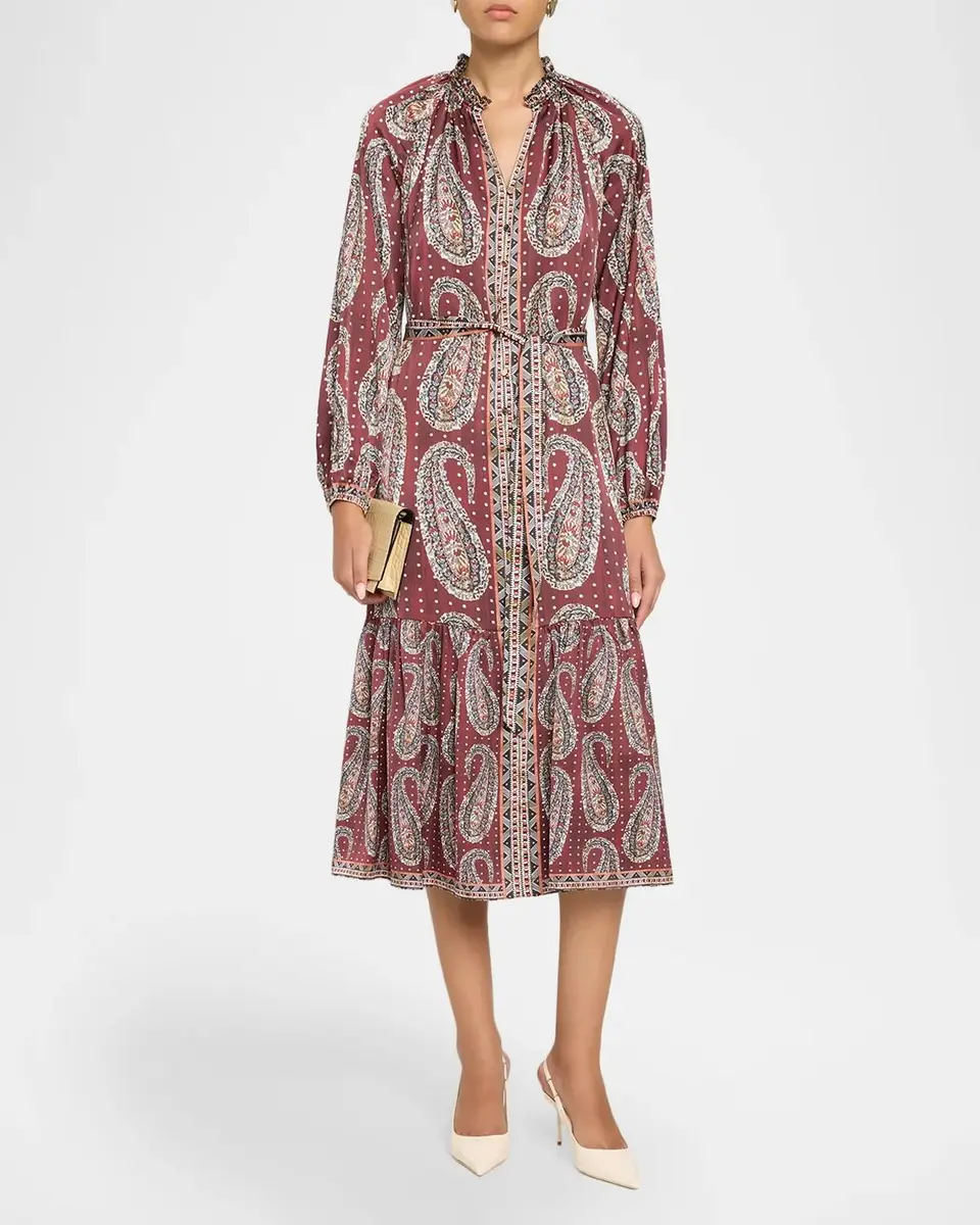 Elie Tahari The Sienna Paisley-Print Flounce Midi Dress | Thumbnail 2 Elie Tahari The Sienna Paisley-Print Flounce Midi Dress | Thumbnail 2