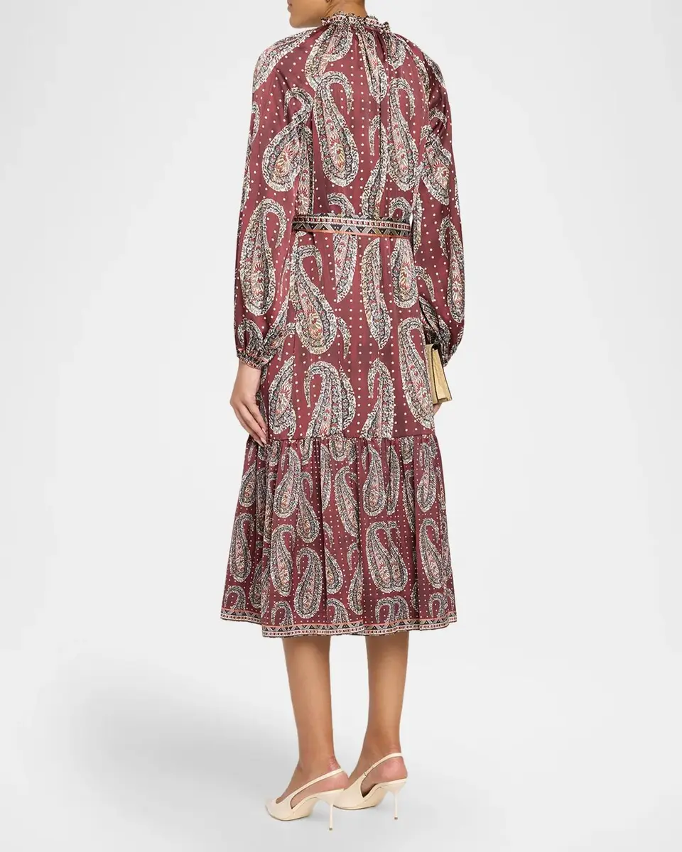 Elie Tahari The Sienna Paisley-Print Flounce Midi Dress | Thumbnail 3 Elie Tahari The Sienna Paisley-Print Flounce Midi Dress | Thumbnail 3