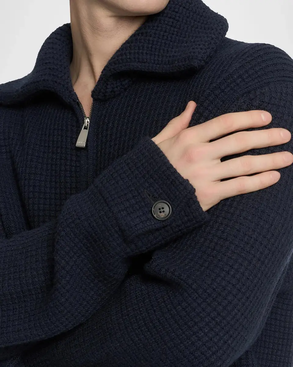 Malo Men's Waffle-Knit Virgin Wool-Blend Jacket | Thumbnail 5