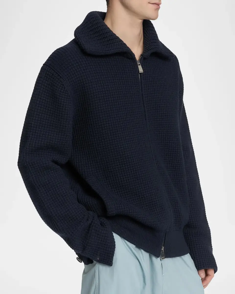 Malo Men's Waffle-Knit Virgin Wool-Blend Jacket | Thumbnail 6