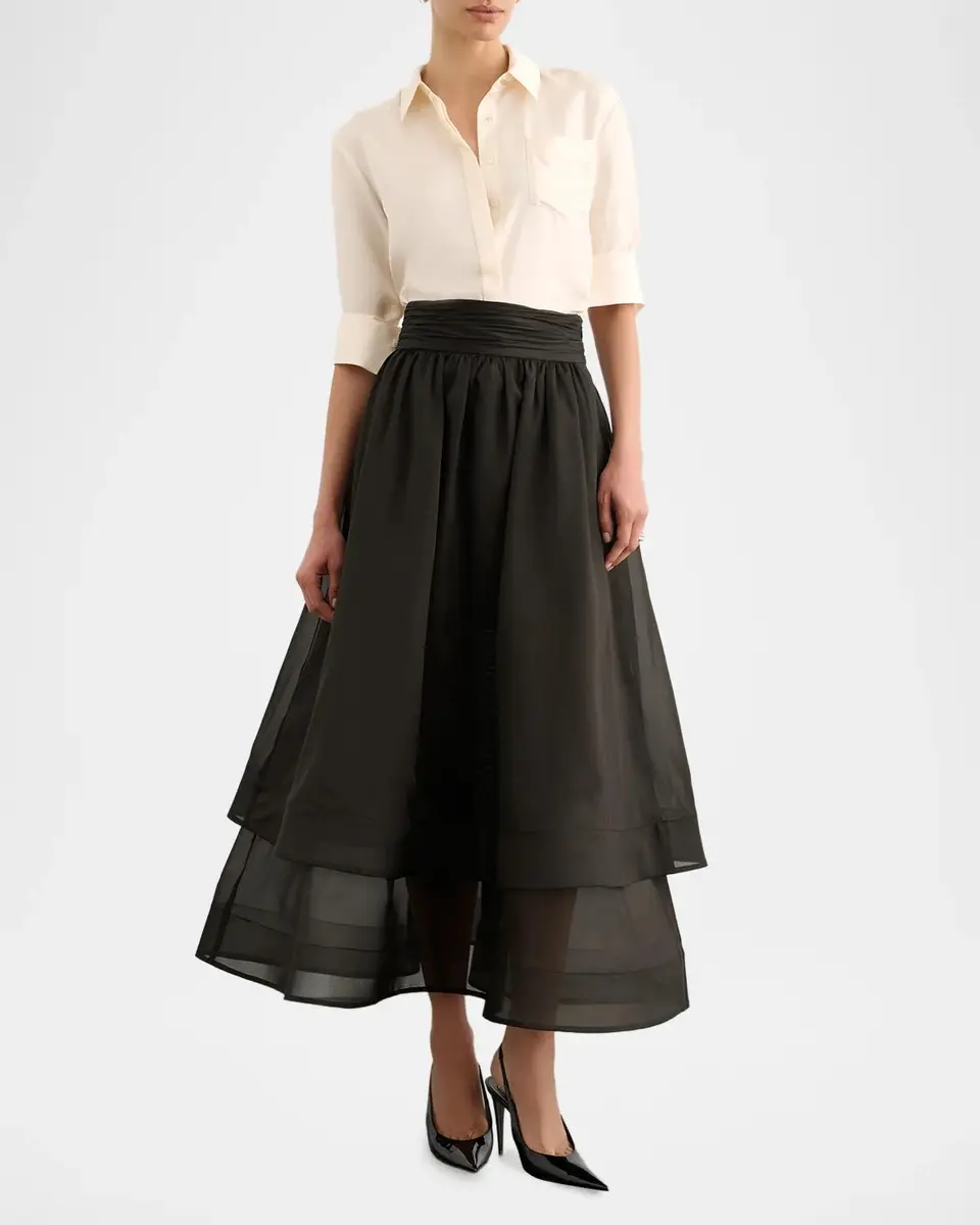 Toccin Amber Tiered Sheer Silk Midi Skirt | Thumbnail 2 Toccin Amber Tiered Sheer Silk Midi Skirt | Thumbnail 2