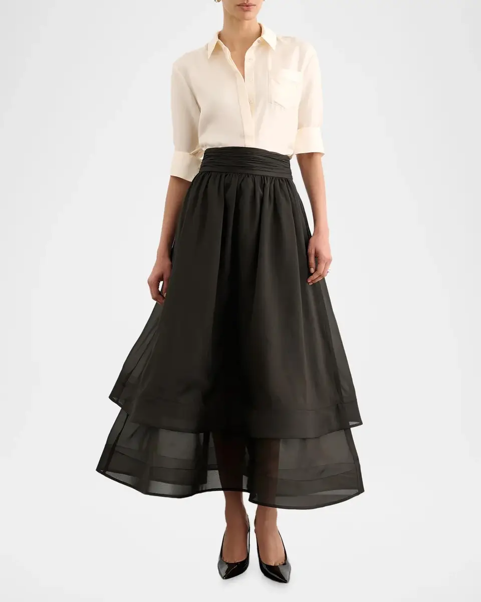 Toccin Amber Tiered Sheer Silk Midi Skirt | Thumbnail 4 Toccin Amber Tiered Sheer Silk Midi Skirt | Thumbnail 4