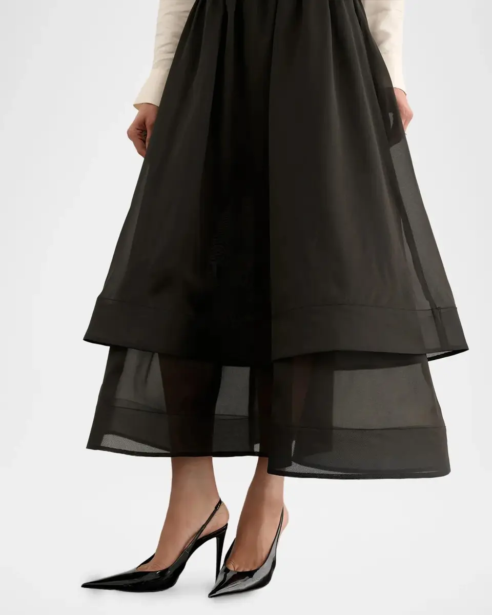 Toccin Amber Tiered Sheer Silk Midi Skirt | Thumbnail 5 Toccin Amber Tiered Sheer Silk Midi Skirt | Thumbnail 5
