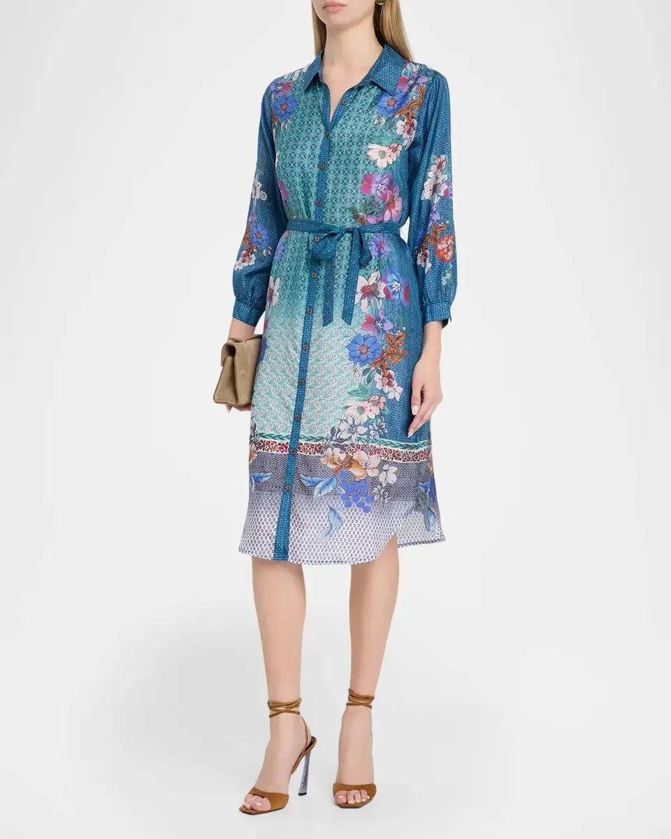 Johnny Was Arani Floral-Print Silk Midi Shirtdress | Thumbnail 4