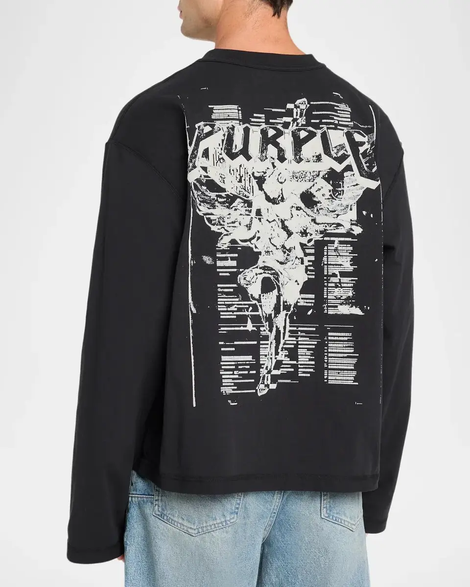 PURPLE Men's Destroy Graphic Long-Sleeve T-Shirt | Thumbnail 3