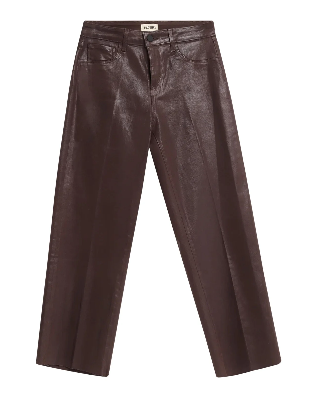 Wanda High Rise Cropped Wide Coated Jeans