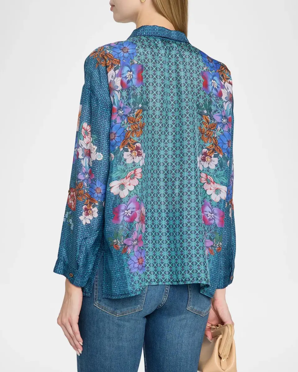Johnny Was Luisa Floral & Geometric Silk Shirt | Thumbnail 3 Johnny Was Luisa Floral & Geometric Silk Shirt | Thumbnail 3