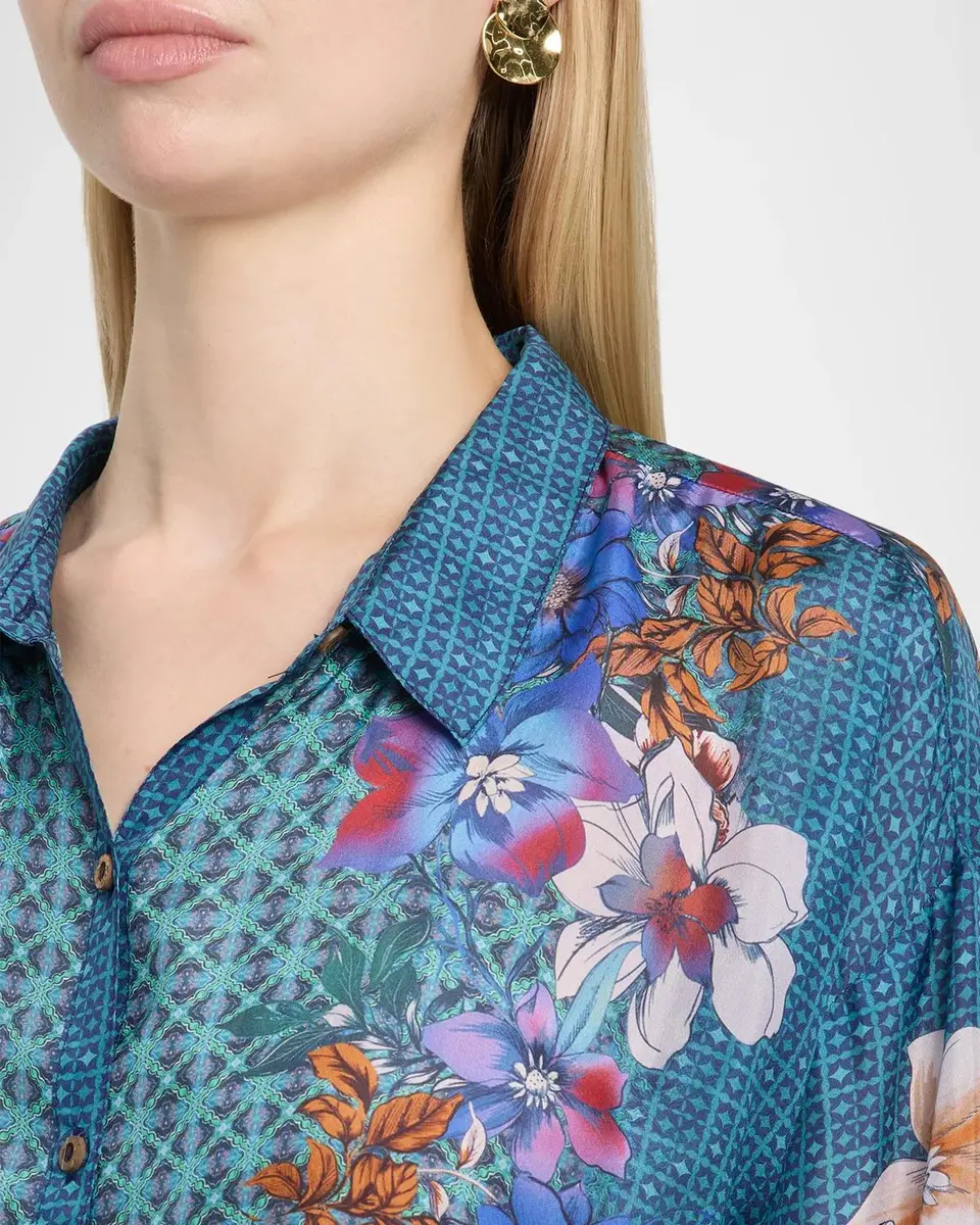 Johnny Was Luisa Floral & Geometric Silk Shirt | Thumbnail 5 Johnny Was Luisa Floral & Geometric Silk Shirt | Thumbnail 5