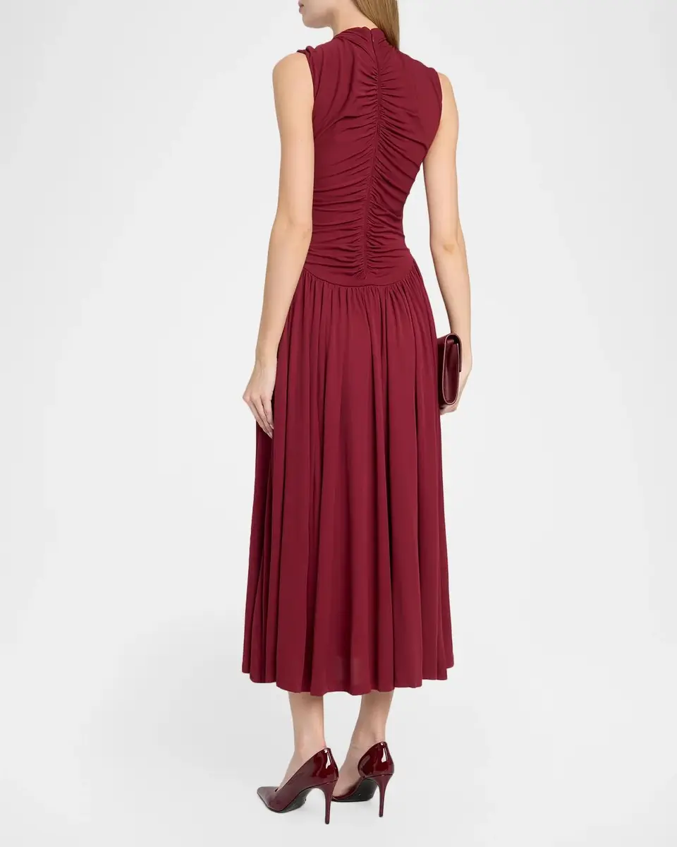 Toccin Faria Ruched Mock-Neck Jersey Midi Dress | Thumbnail 3