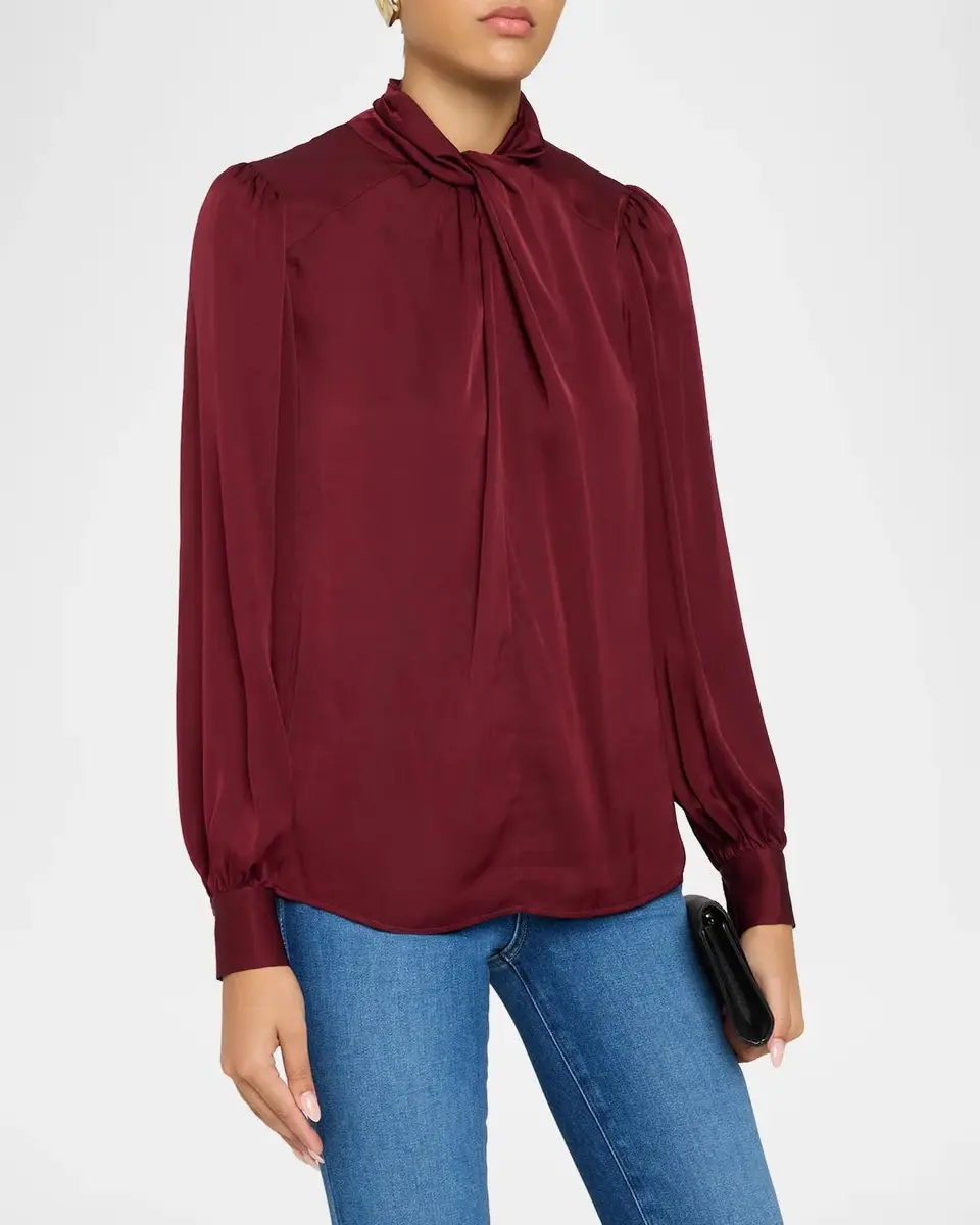 Elie Tahari The Lola Draped Mock-Neck Blouse | Thumbnail 4 Elie Tahari The Lola Draped Mock-Neck Blouse | Thumbnail 4