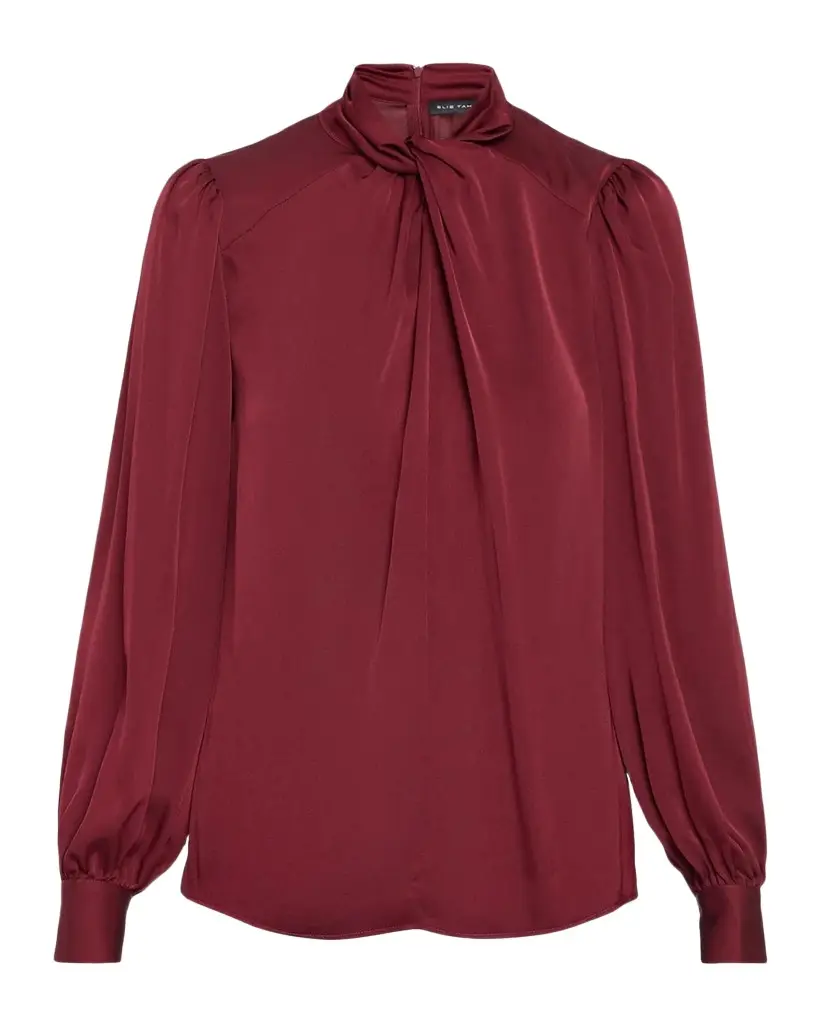 Elie Tahari The Lola Draped Mock-Neck Blouse