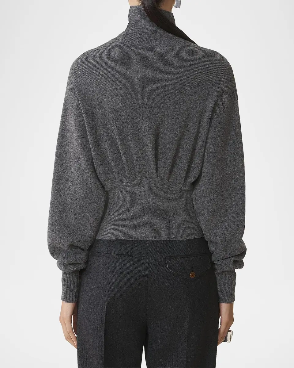 Lanvin Asymmetric Safety-Pin Gathered Cashmere Turtleneck Sweater | Thumbnail 2 Lanvin Asymmetric Safety-Pin Gathered Cashmere Turtleneck Sweater | Thumbnail 2