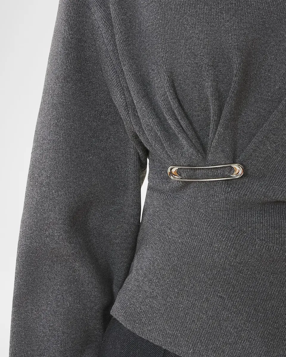 Lanvin Asymmetric Safety-Pin Gathered Cashmere Turtleneck Sweater | Thumbnail 4 Lanvin Asymmetric Safety-Pin Gathered Cashmere Turtleneck Sweater | Thumbnail 4