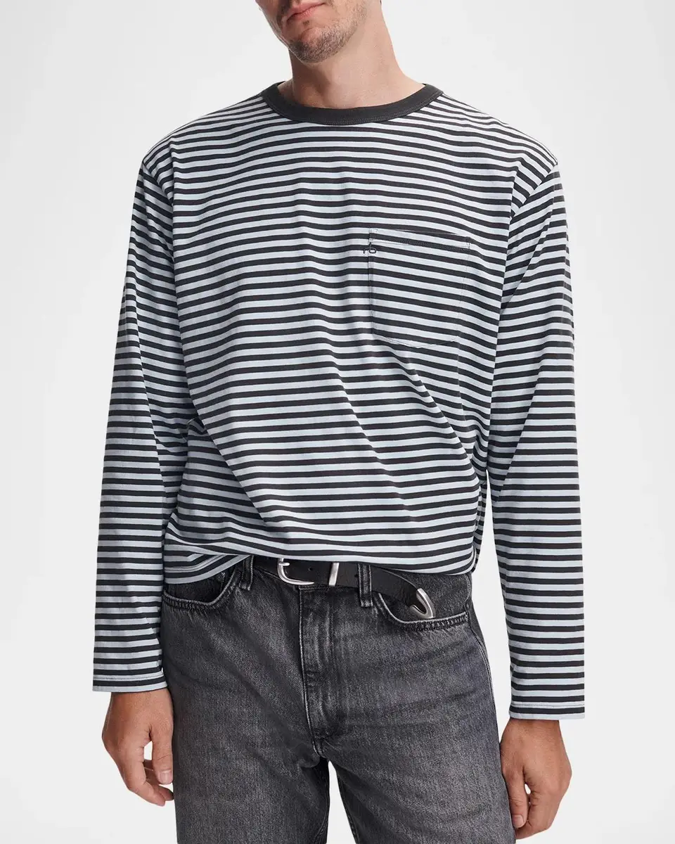rag & bone Men's Striped Cotton Boxy T-Shirt | Thumbnail 4 rag & bone Men's Striped Cotton Boxy T-Shirt | Thumbnail 4