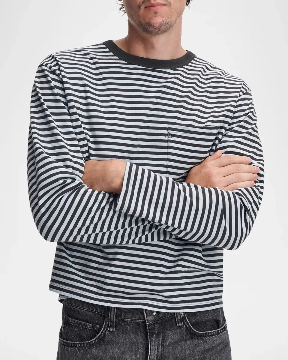 rag & bone Men's Striped Cotton Boxy T-Shirt | Thumbnail 5 rag & bone Men's Striped Cotton Boxy T-Shirt | Thumbnail 5