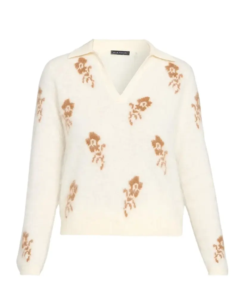 Elie Tahari The Raelynn Floral Knit Sweater