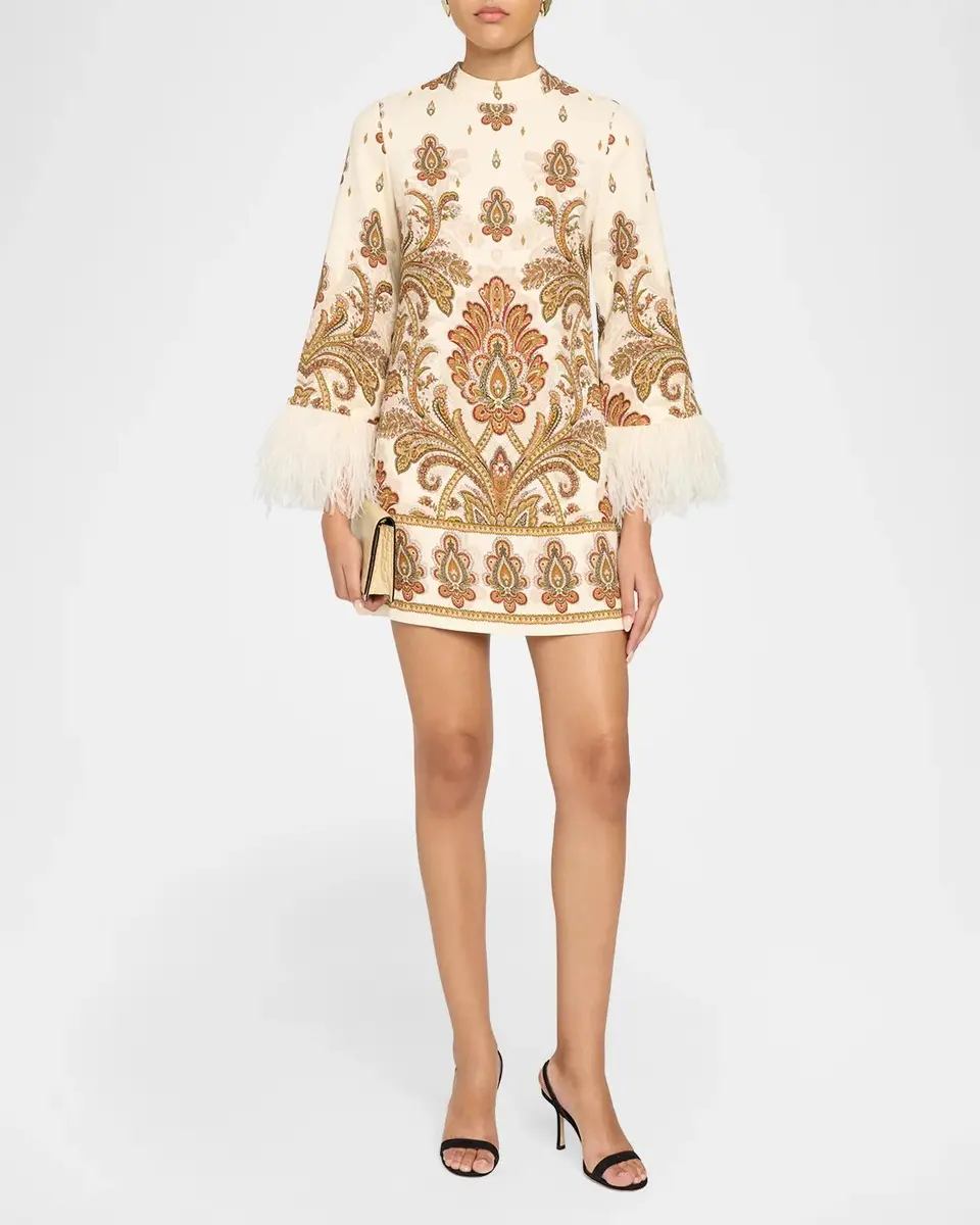 Elie Tahari The Raquel Feather-Cuff Mini Shift Dress | Thumbnail 2