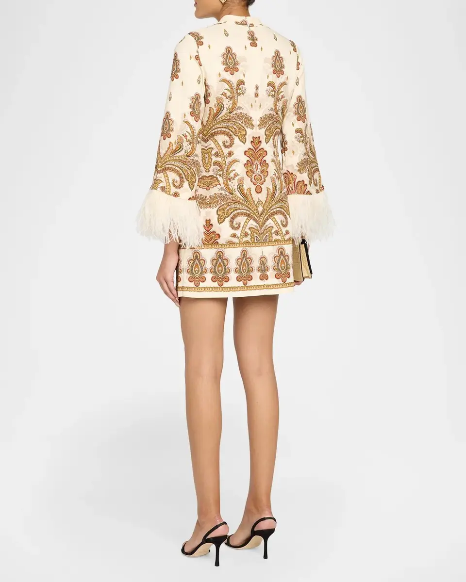 Elie Tahari The Raquel Feather-Cuff Mini Shift Dress | Thumbnail 3