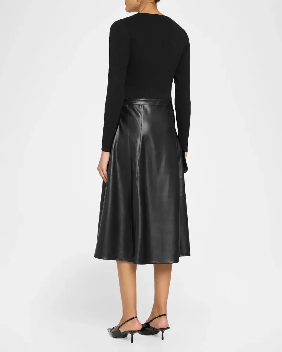 Elie Tahari The Quinn Mixed Media Midi Dress | Thumbnail 3 Elie Tahari The Quinn Mixed Media Midi Dress | Thumbnail 3