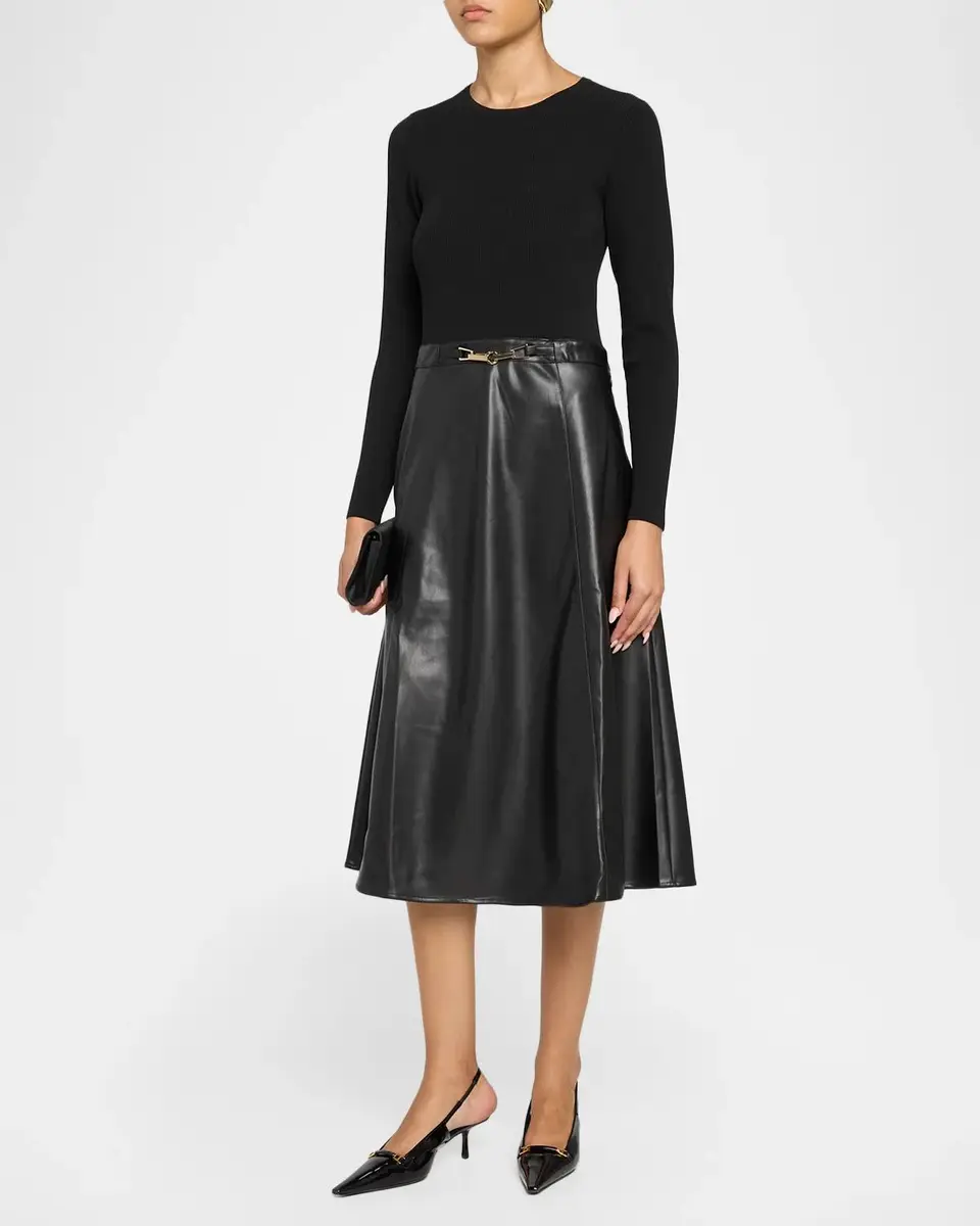 Elie Tahari The Quinn Mixed Media Midi Dress | Thumbnail 4 Elie Tahari The Quinn Mixed Media Midi Dress | Thumbnail 4